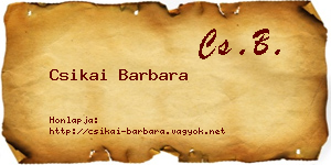 Csikai Barbara névjegykártya